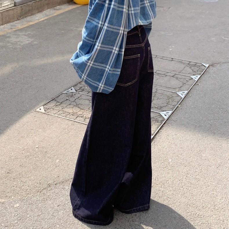 復古條紋一字肩高腰牛仔長褲套裝
