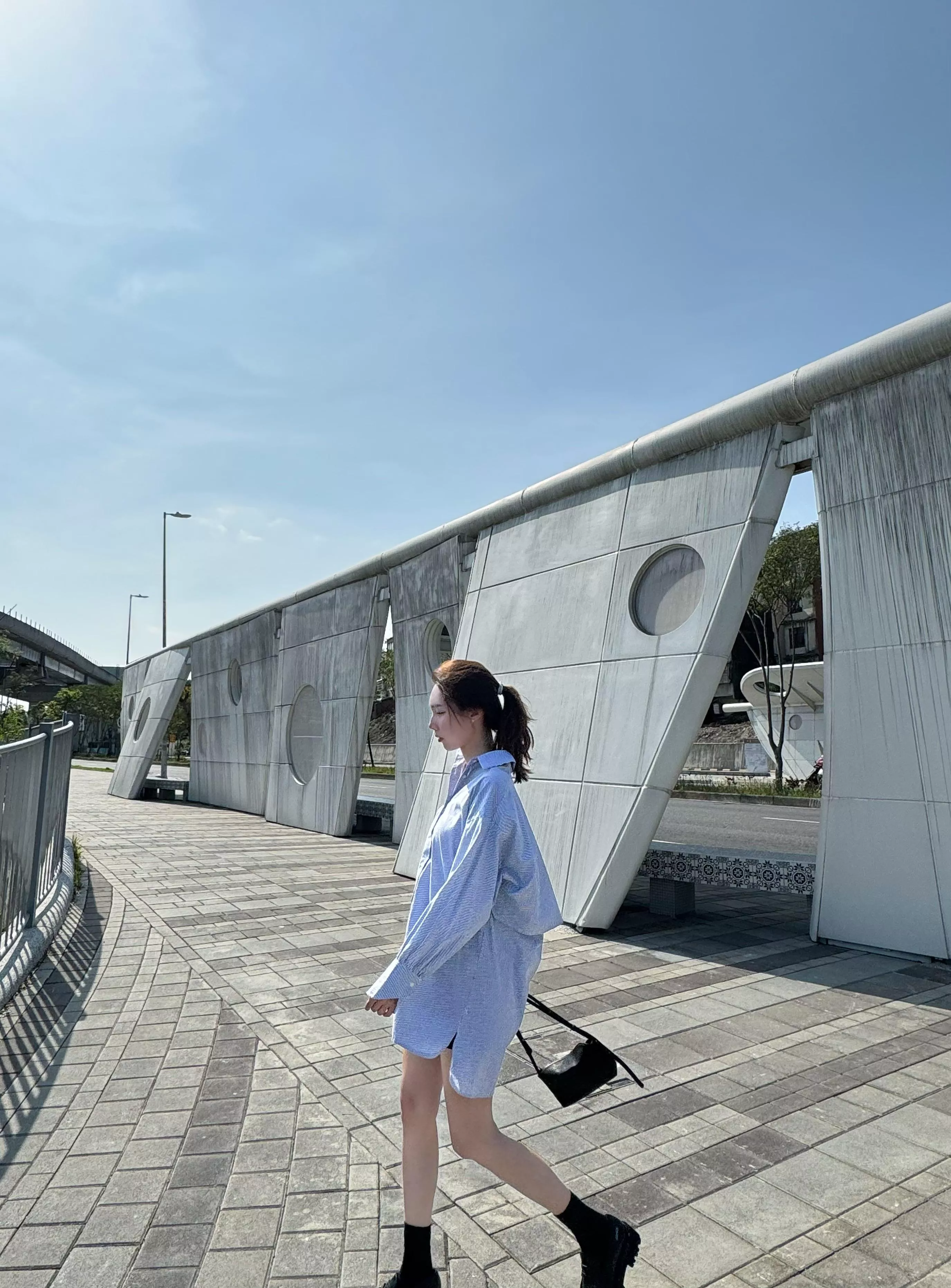 質感設計條紋襯衫洋裝