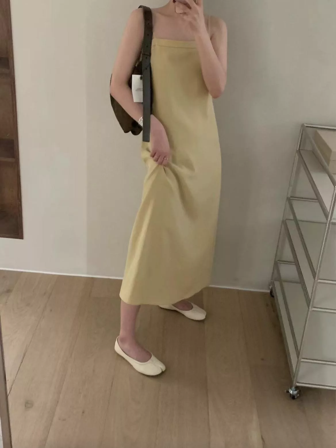 天絲面料 細肩後綁繩長洋裝