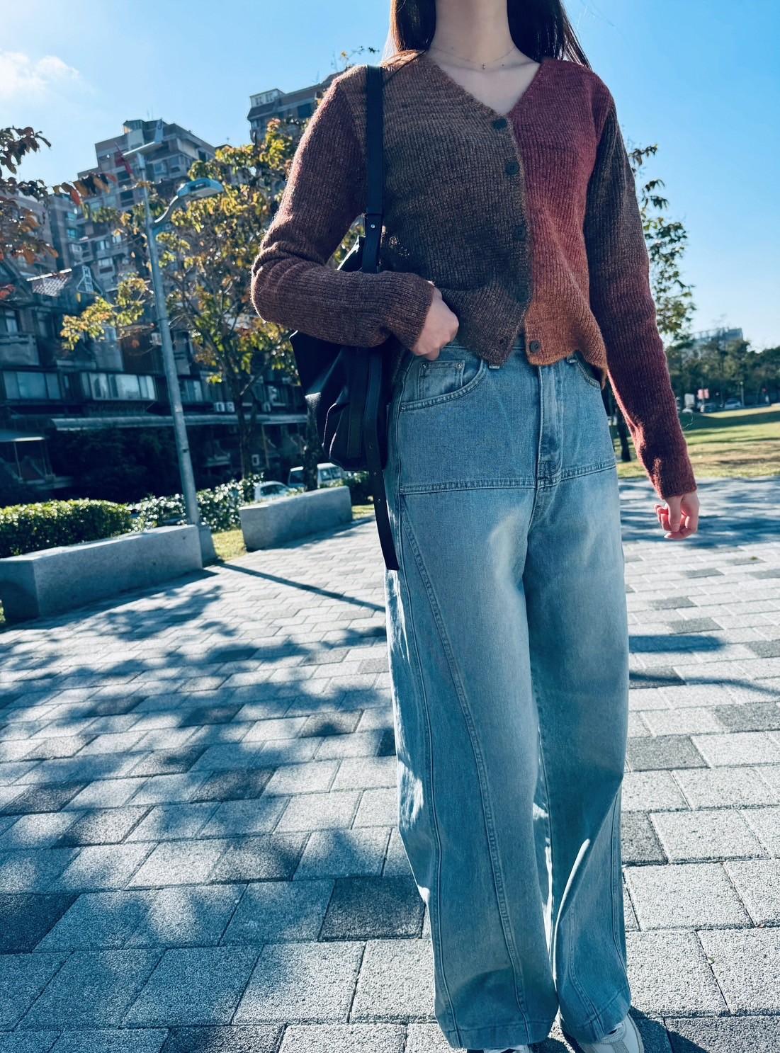 結構車線直筒牛仔褲
