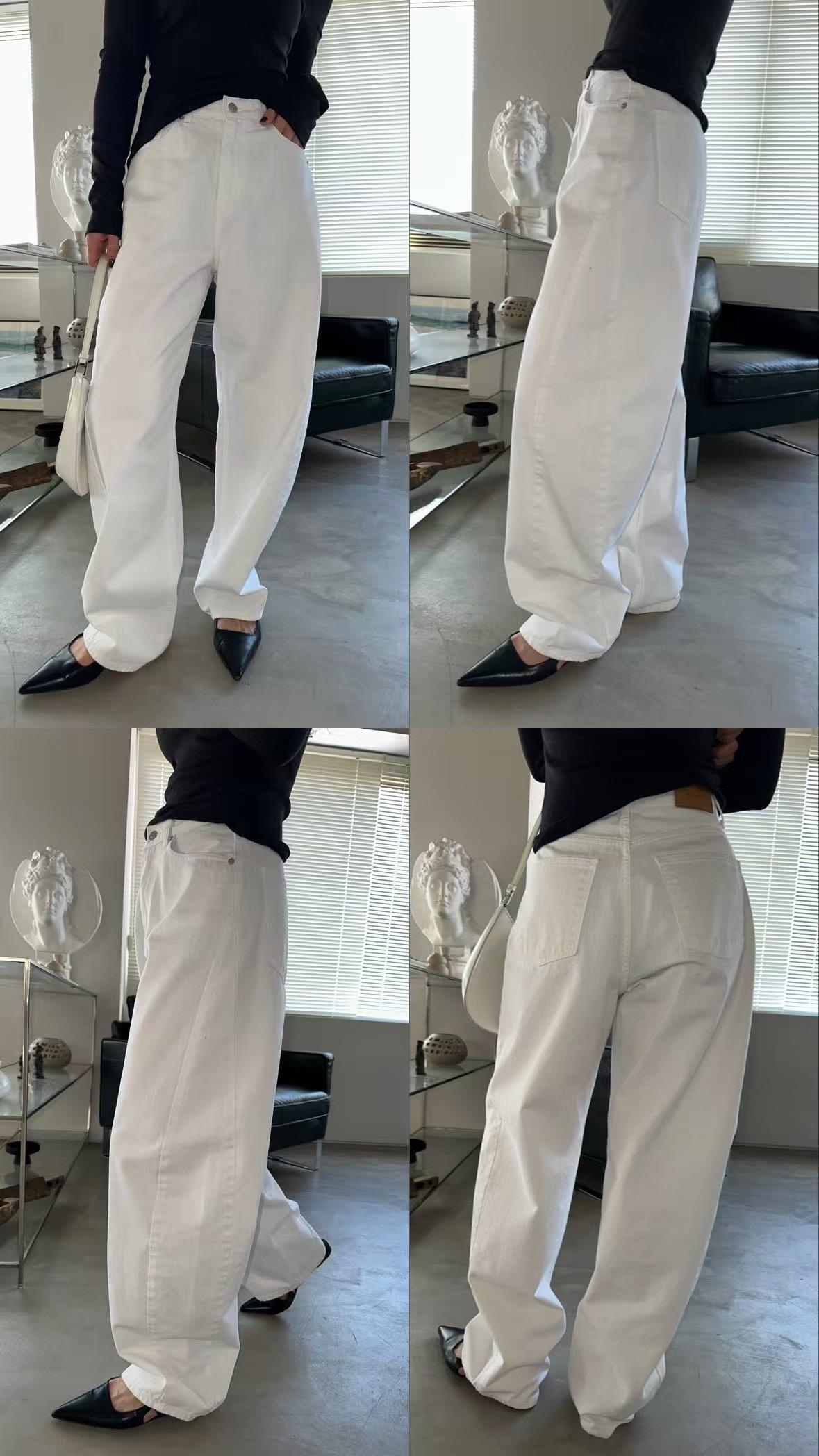 超百搭白色繭型牛仔褲
