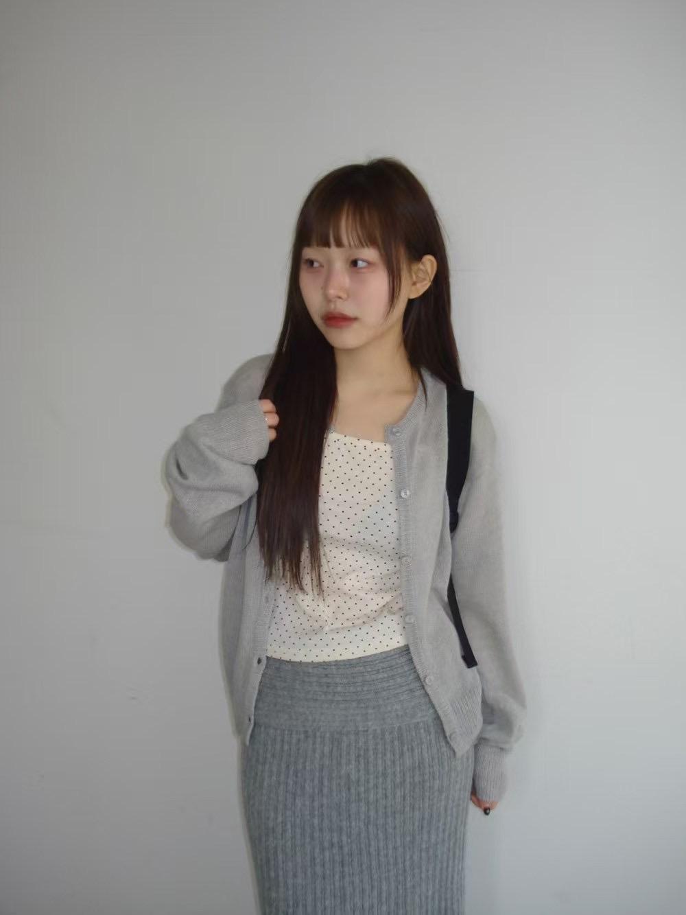 蓬鬆感微透圓領針織衫