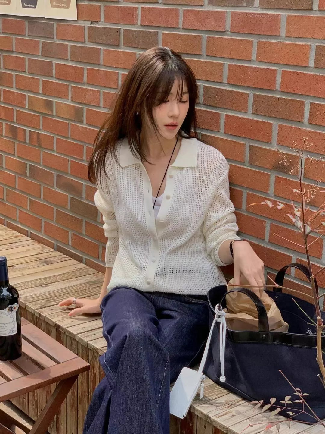 亞麻料 格格有領上衣