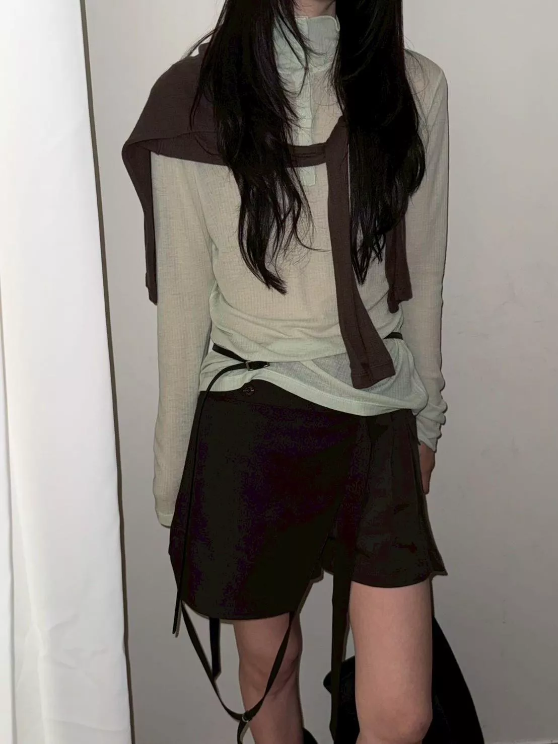 天絲羊毛可立領上衣