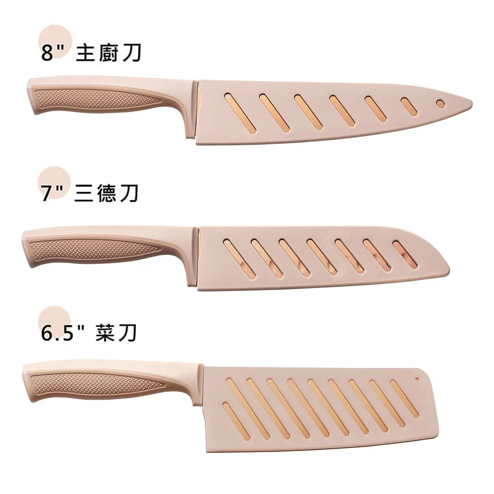 【吐司兒】鈦金刀具6件組-純淨白(含3刀+3刀鞘)
