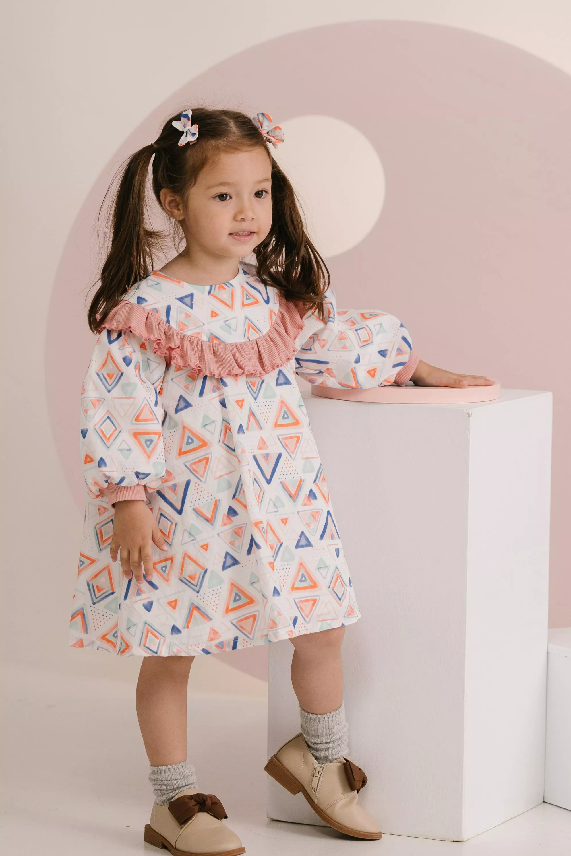 彩虹澎袖洋裝/上衣 - BABY