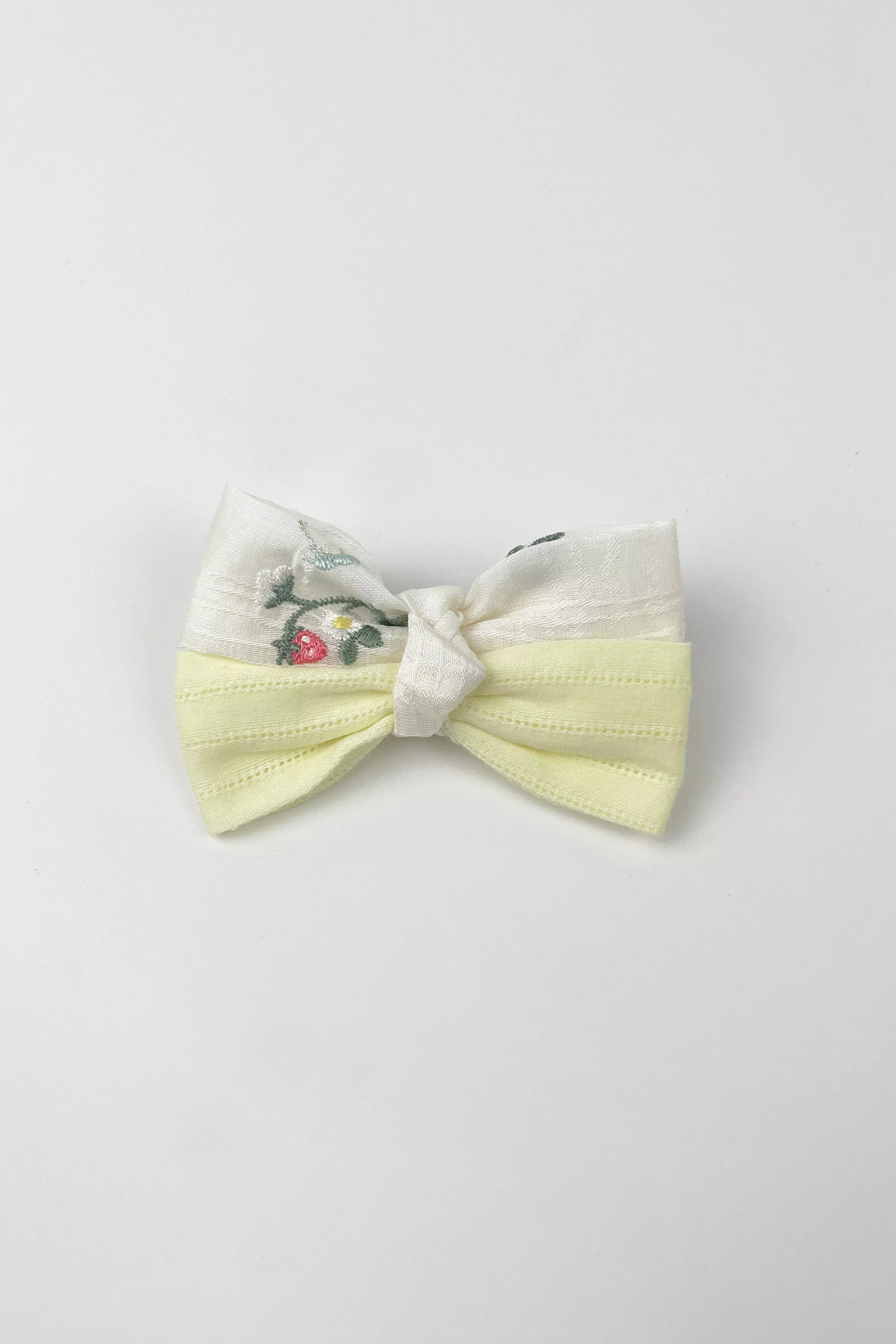 雙色蝴蝶結髮夾-草莓花