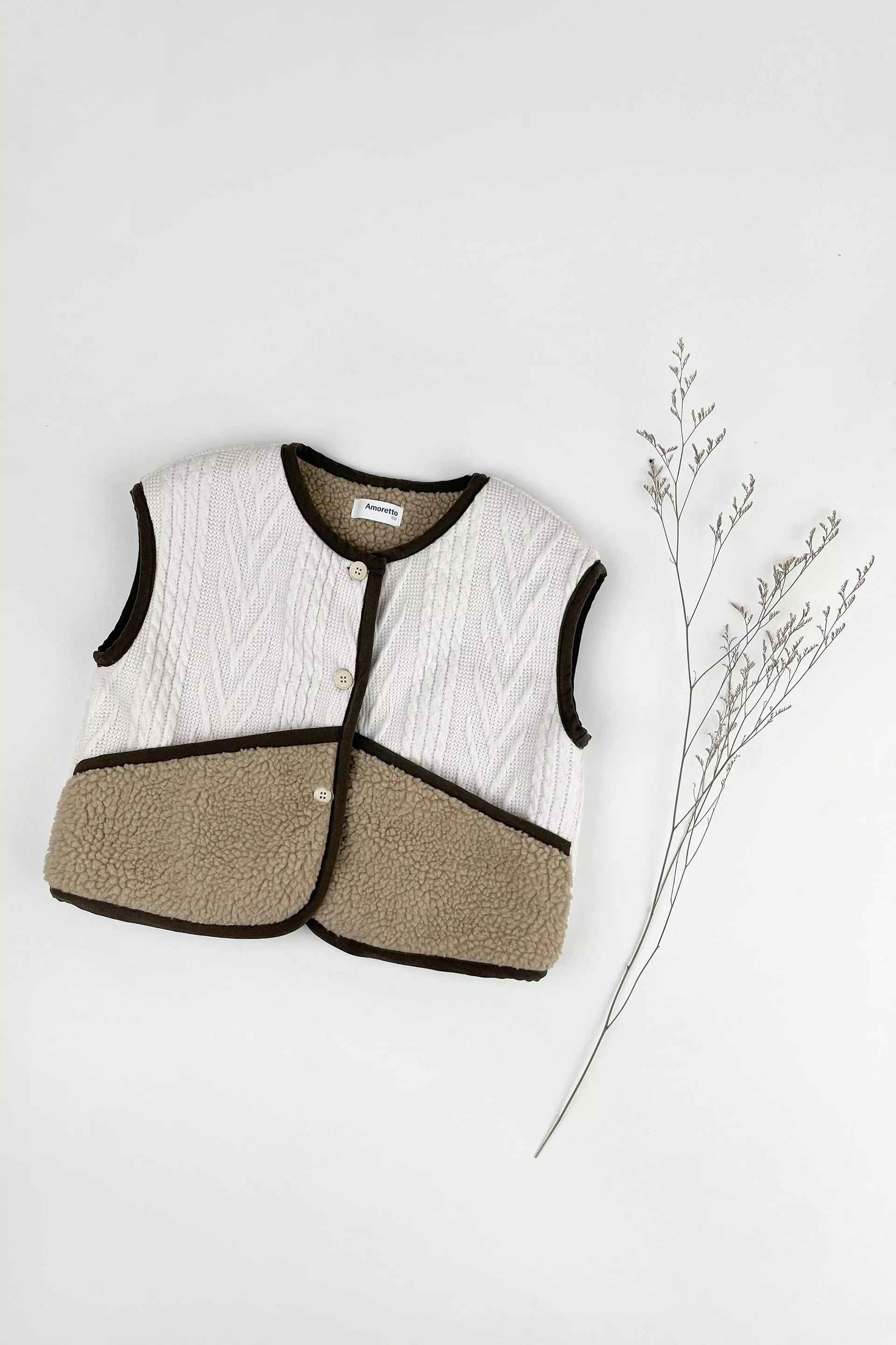 針織加厚斜口袋絨背心(L)