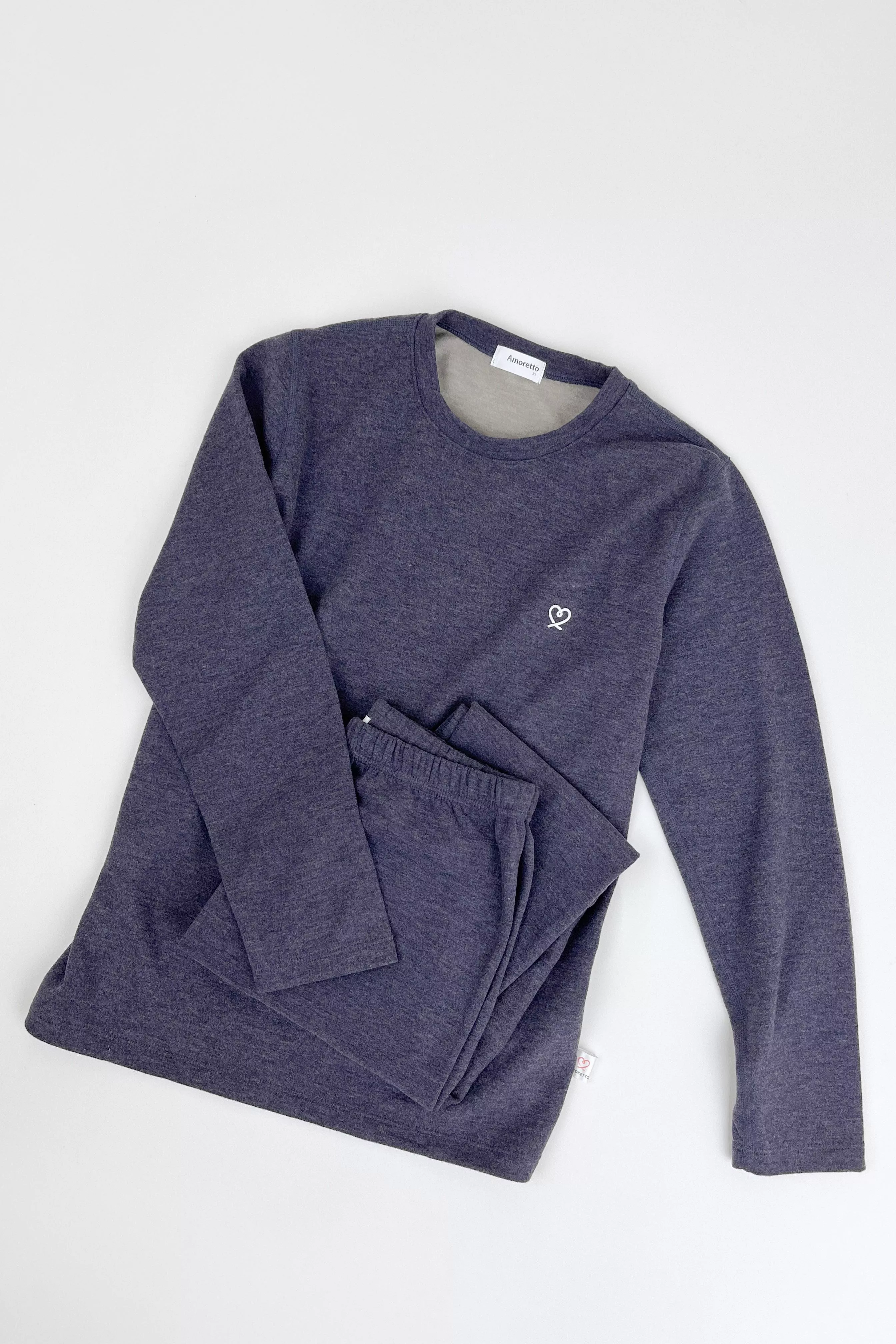 蓄熱羊毛保暖套裝-天藍/麻灰