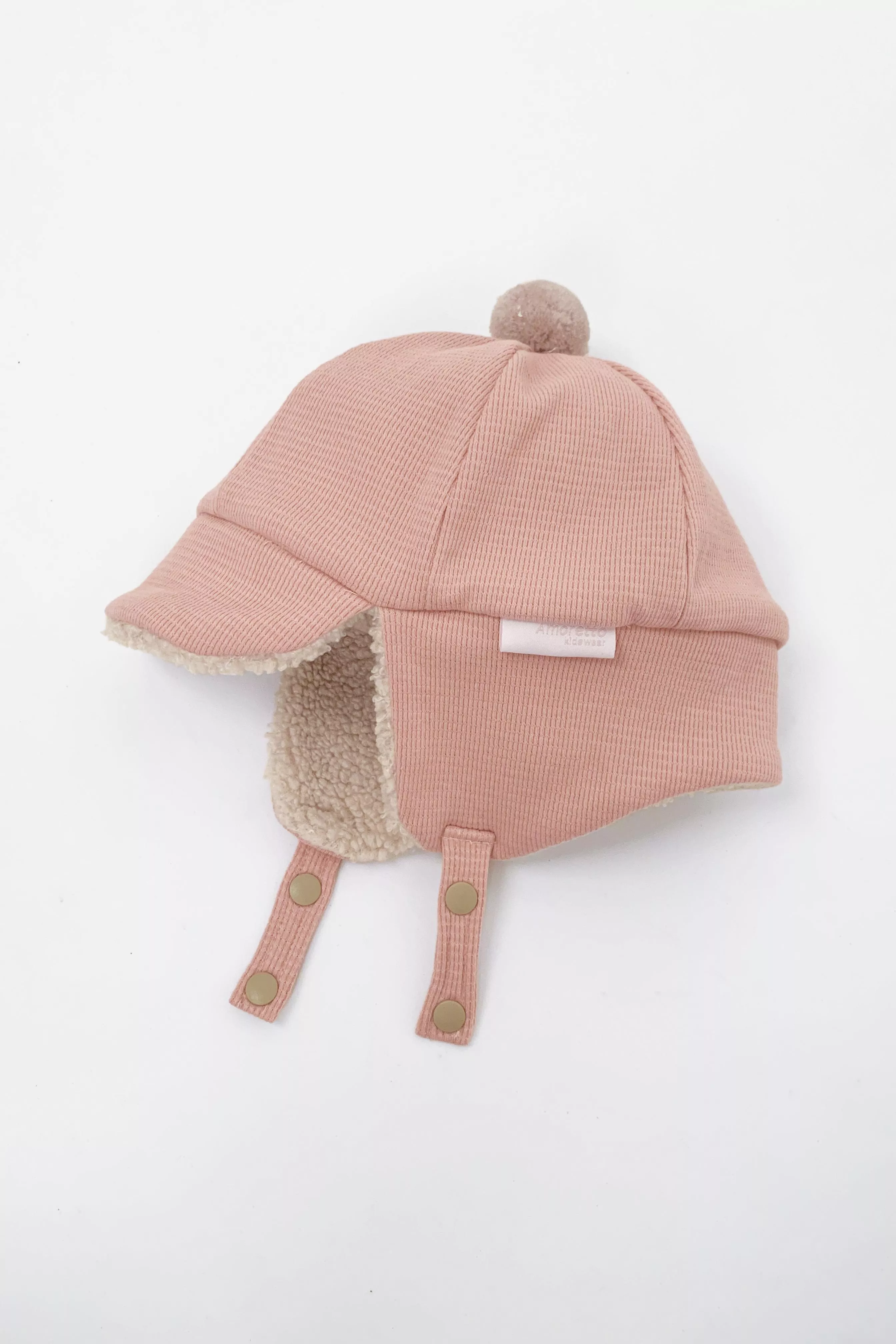 保暖毛球飛行帽 - 玫粉/57cm