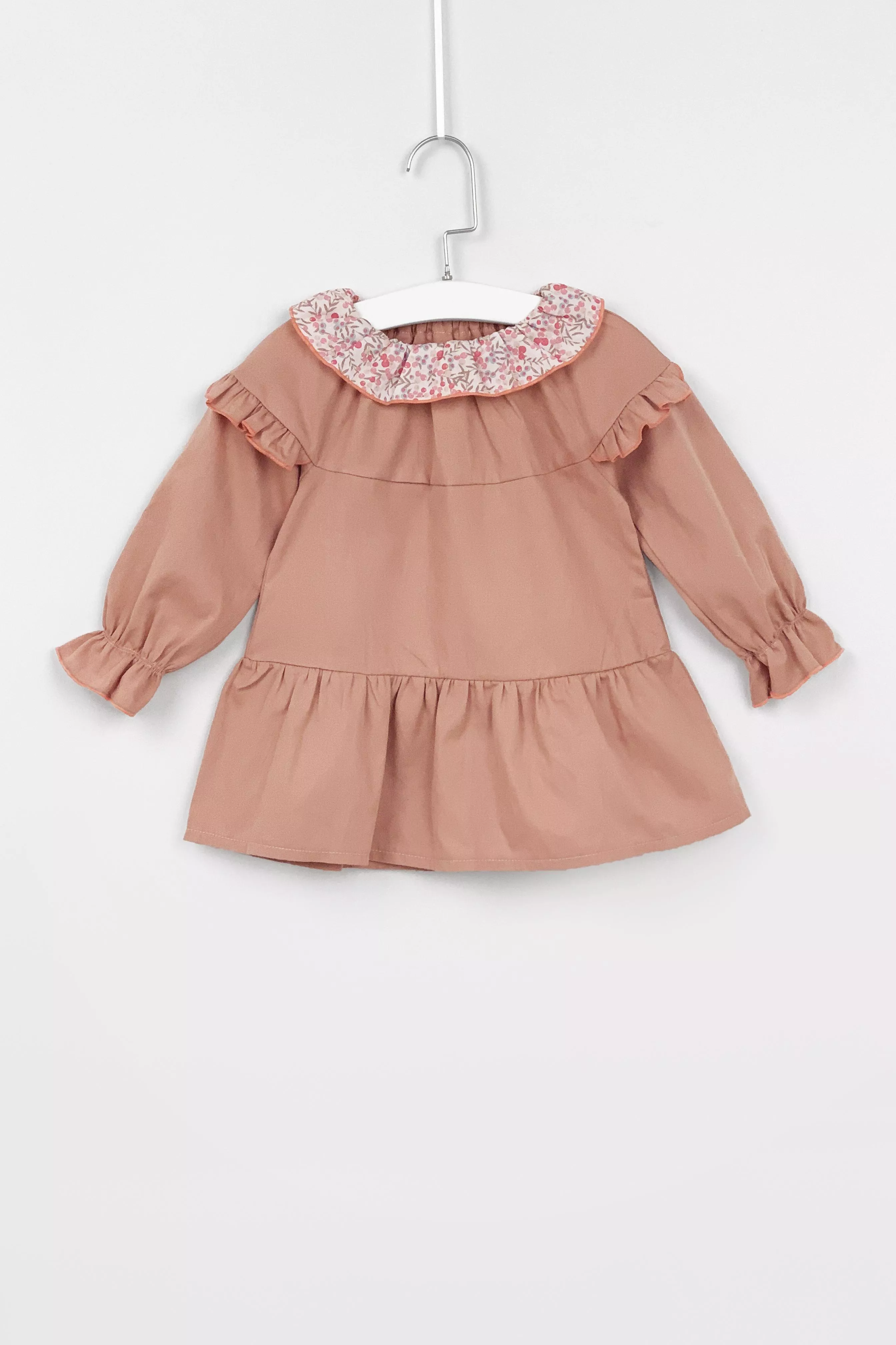 杯子蛋糕花領寶寶洋裝 - 莓果粉/80碼