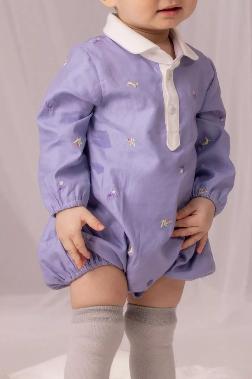 Polo領刺繡包屁衣