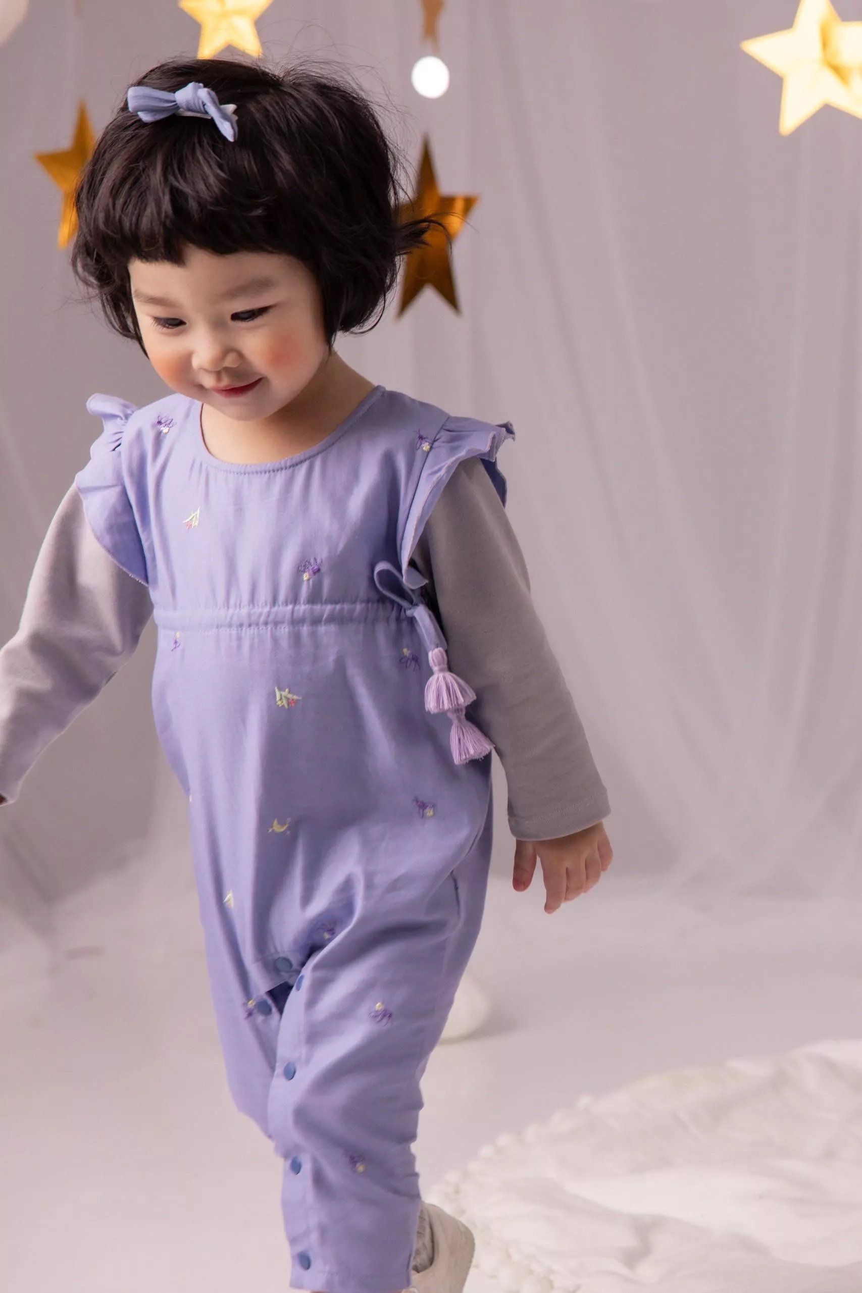 綁腰小飛袖連身褲