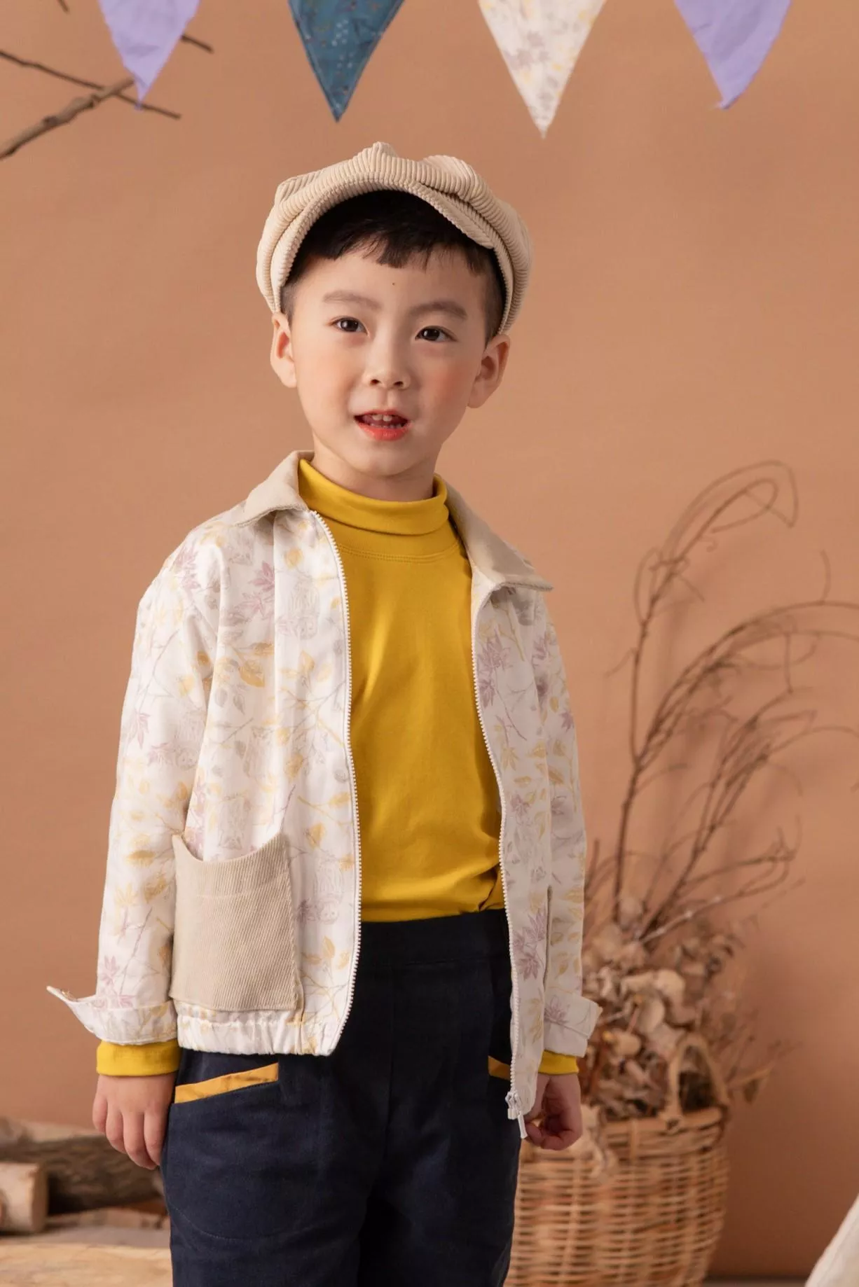 樺木紋拉鍊薄夾克