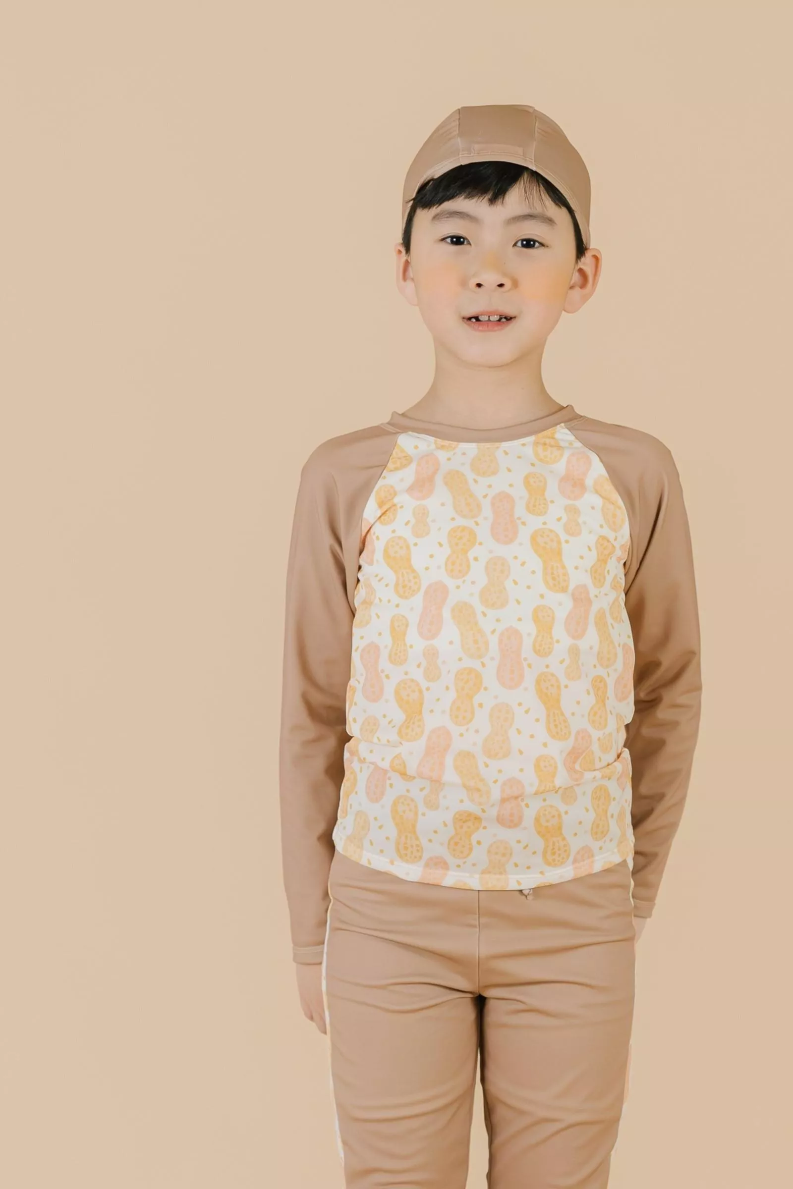 防曬長袖泳衣-花生