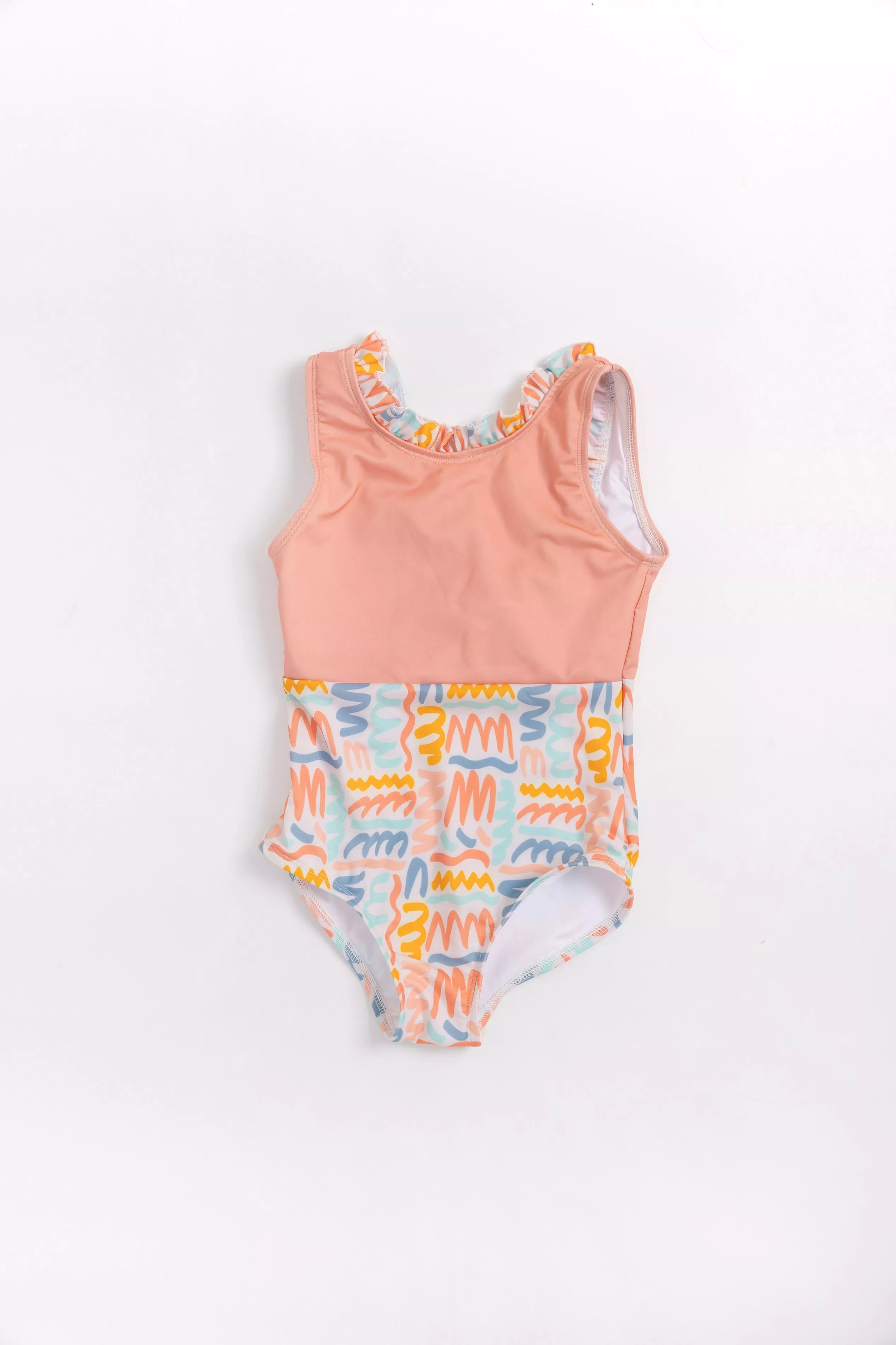 Piping小蝴蝶結泳裝-彩帶/橘