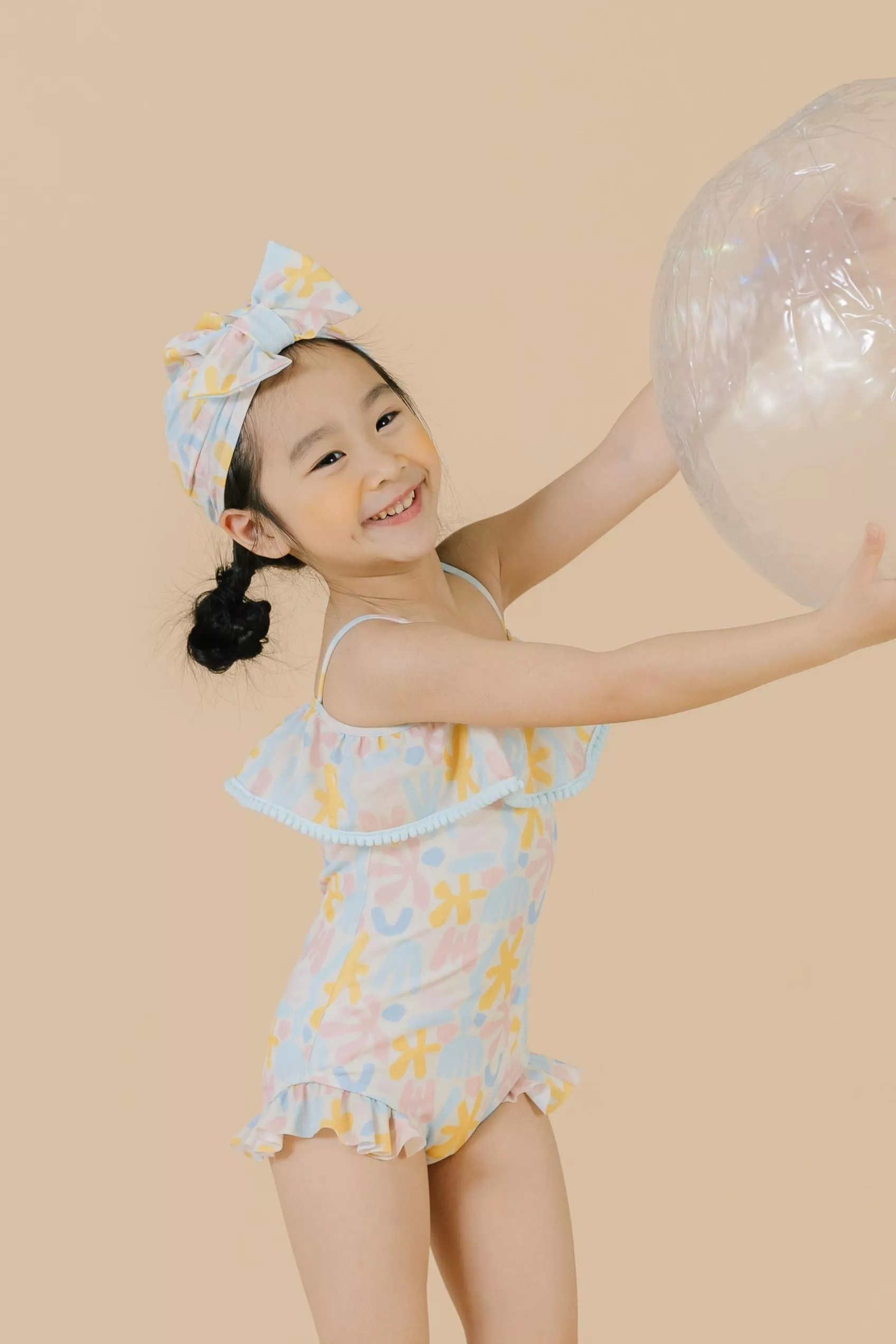 Flounce波浪兩穿泳裝-珊瑚/藍