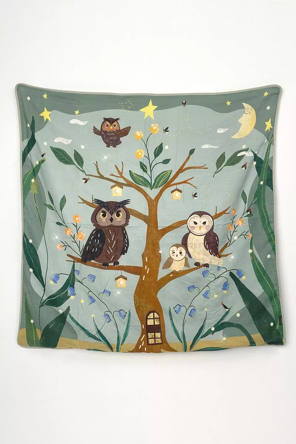 晚安貓頭鷹純棉紗被 (厚)