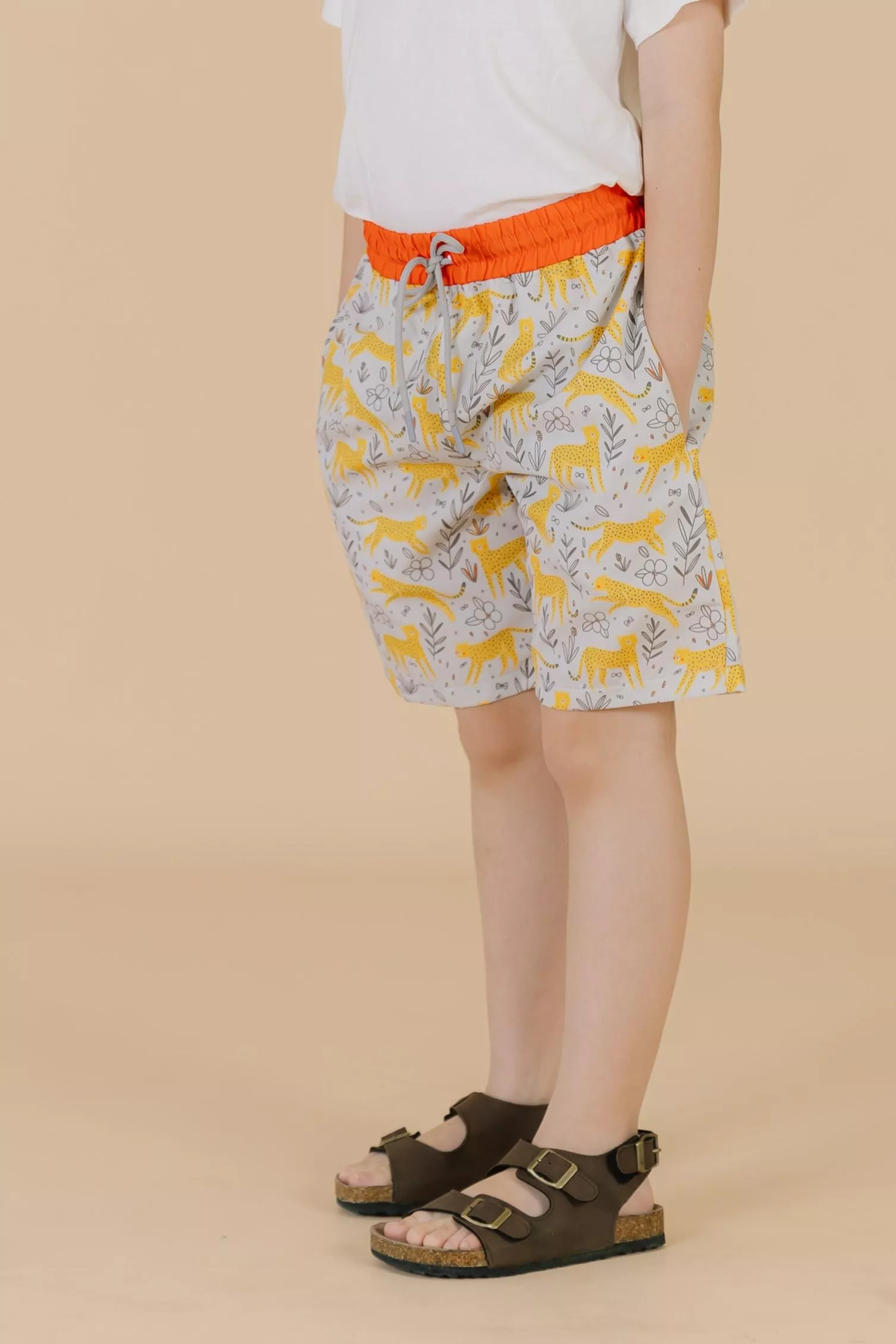 防潑水速乾海灘褲-沙地花豹