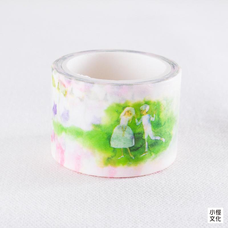 安曇野知弘美術館 岩崎知弘插畫系列和紙膠帶 - 香豌豆花下的雙人舞 ( 1000079607 )