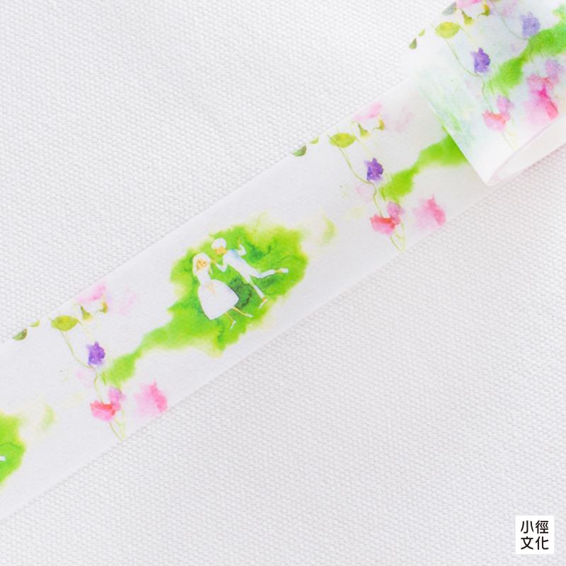 安曇野知弘美術館 岩崎知弘插畫系列和紙膠帶 - 香豌豆花下的雙人舞 ( 1000079607 )