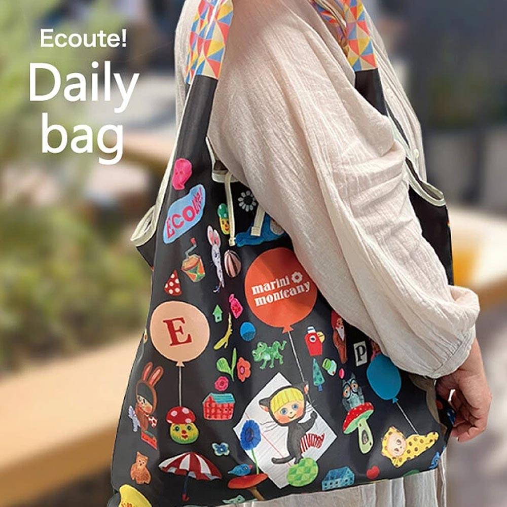 ECOUTE! Minette 手繪插畫風格 摺疊環保購物袋 EM 共兩款 ( 816402 )
