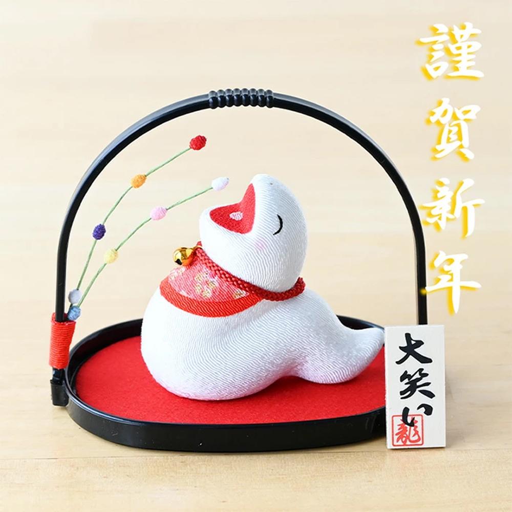 京都 Ryukodo龍虎堂 招福干支 縐紗擺飾 - 籃子裡的笑笑蛇 ( R-29 )