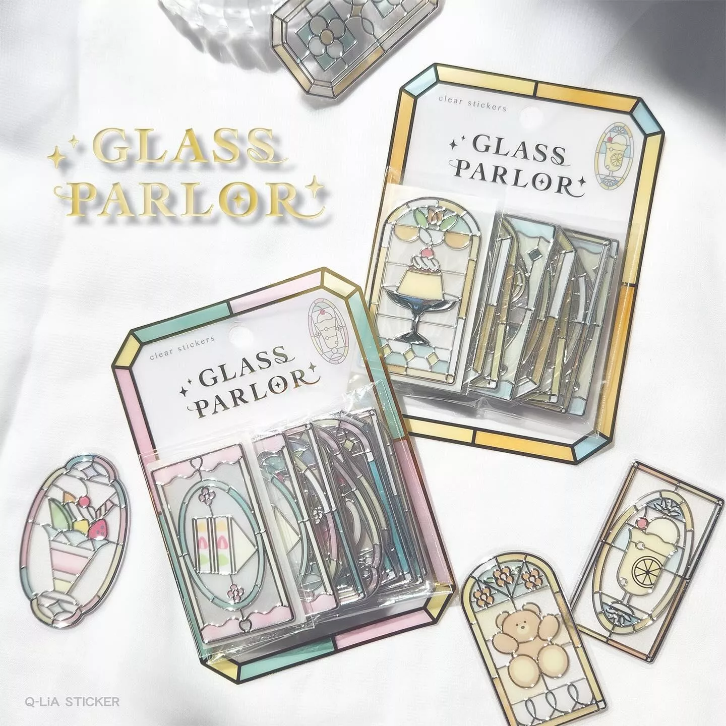 Q-LIA GLASS PARLOR 彩繪玻璃系列 PVC立體貼紙 共6款 ( 91189~91194 )