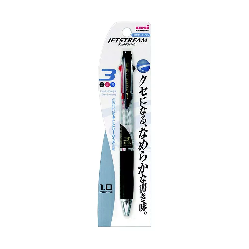 UNI三菱 JETSTREAM 透明桿系列 三色油性溜溜筆 1.0mm - 黑色 ( SXE3400101P )