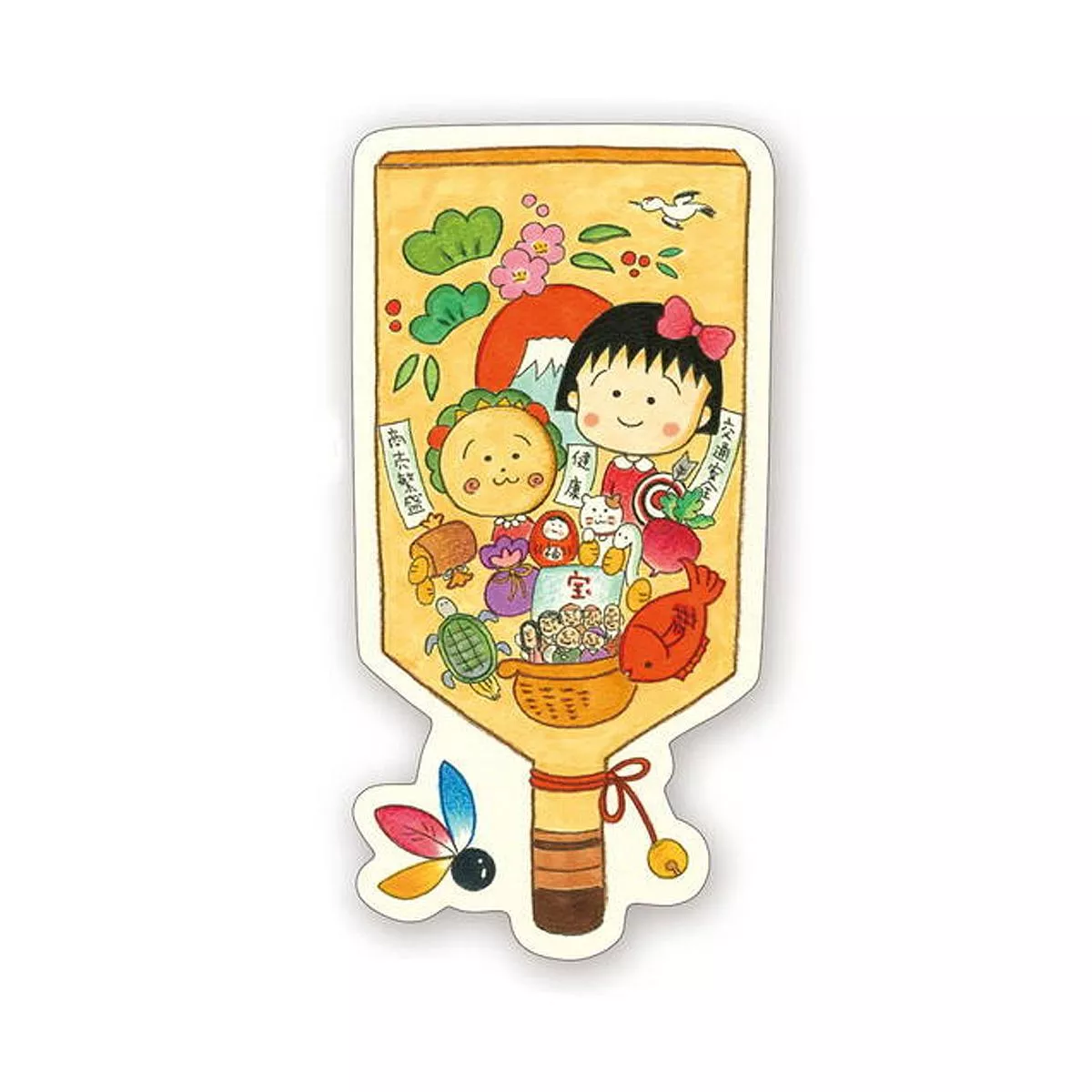 TOSHINPACK 櫻桃小丸子 原創插畫明信片 - 羽子板型 ( CN-PT002 )