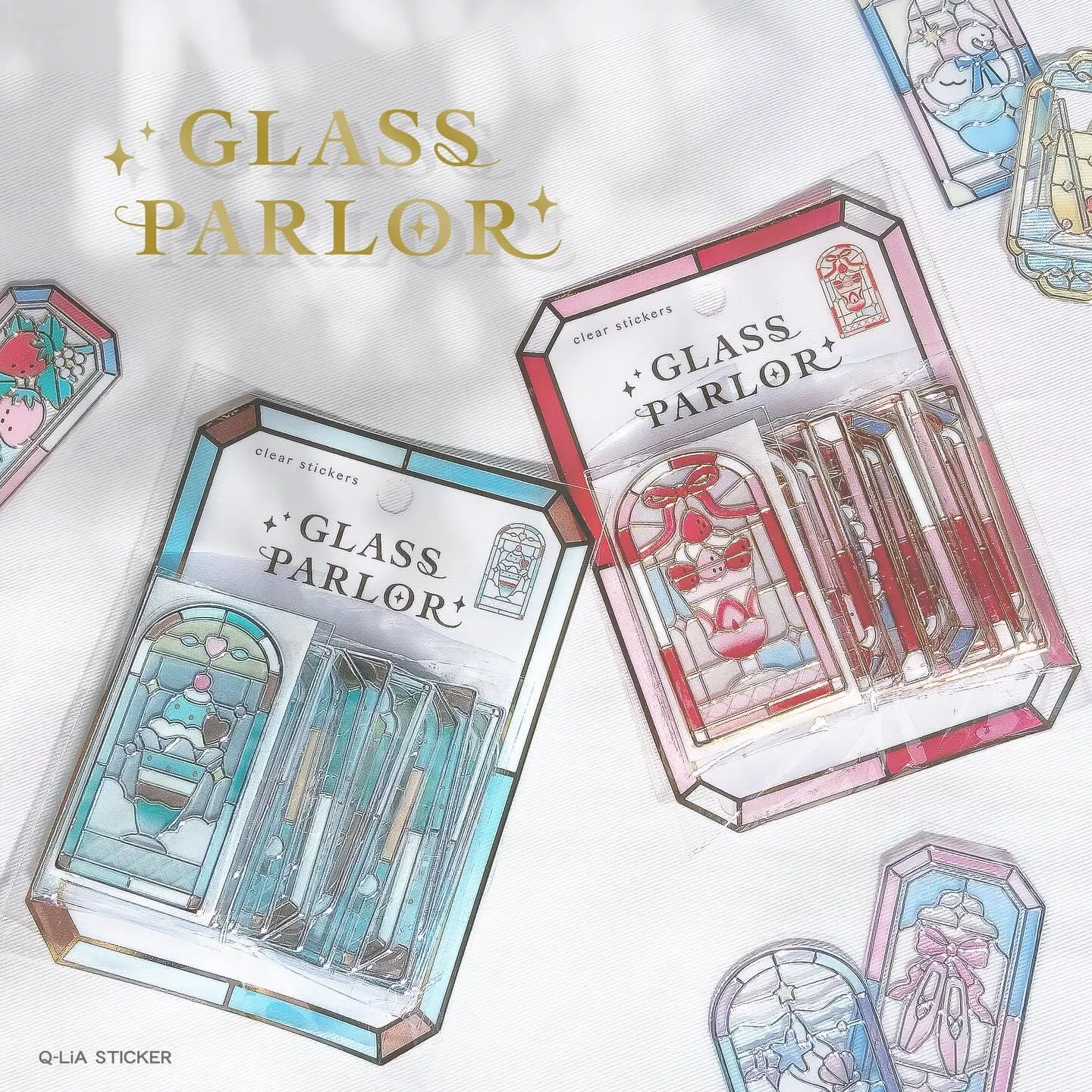 Q-LIA GLASS PARLOR 彩繪玻璃 聖代系列 PVC立體貼紙 共六款 ( 01227~01232 )
