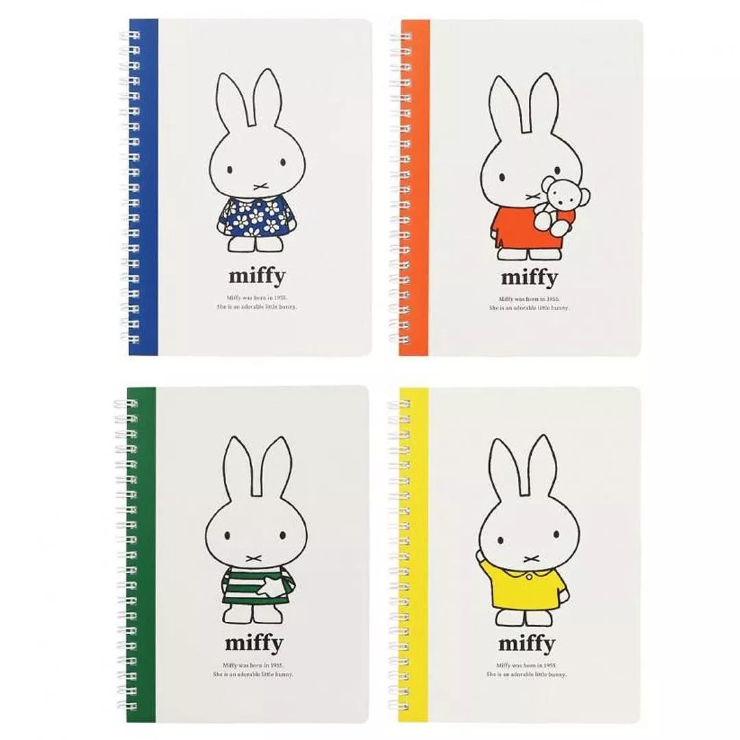 KUTSUWA x miffy 米飛兔 線圈方格筆記本 A5 共4色 ( MF976 )