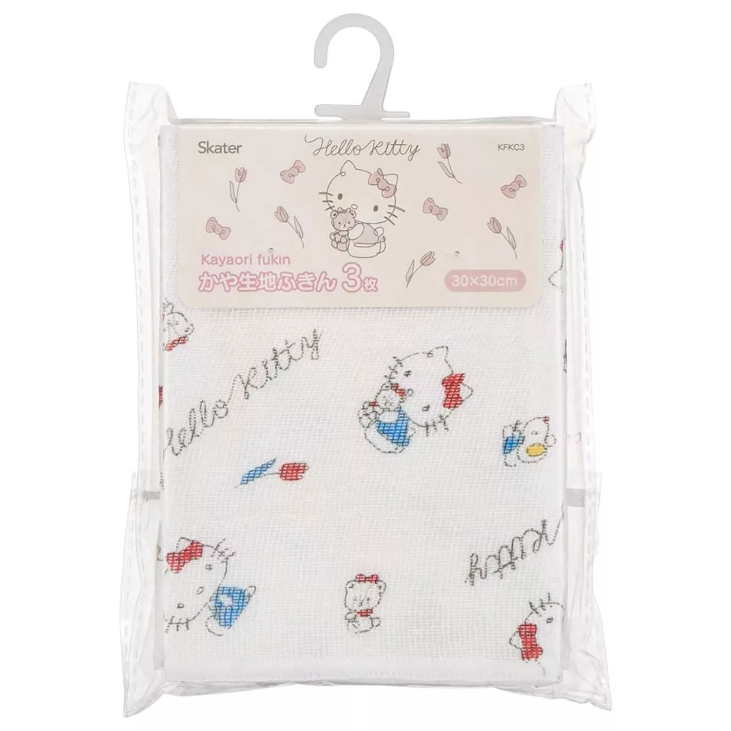 Skater x Sanrio 三麗鷗 凱蒂貓印花 華夫格 棉質長型洗碗布 3入組 ( KFWC3 )