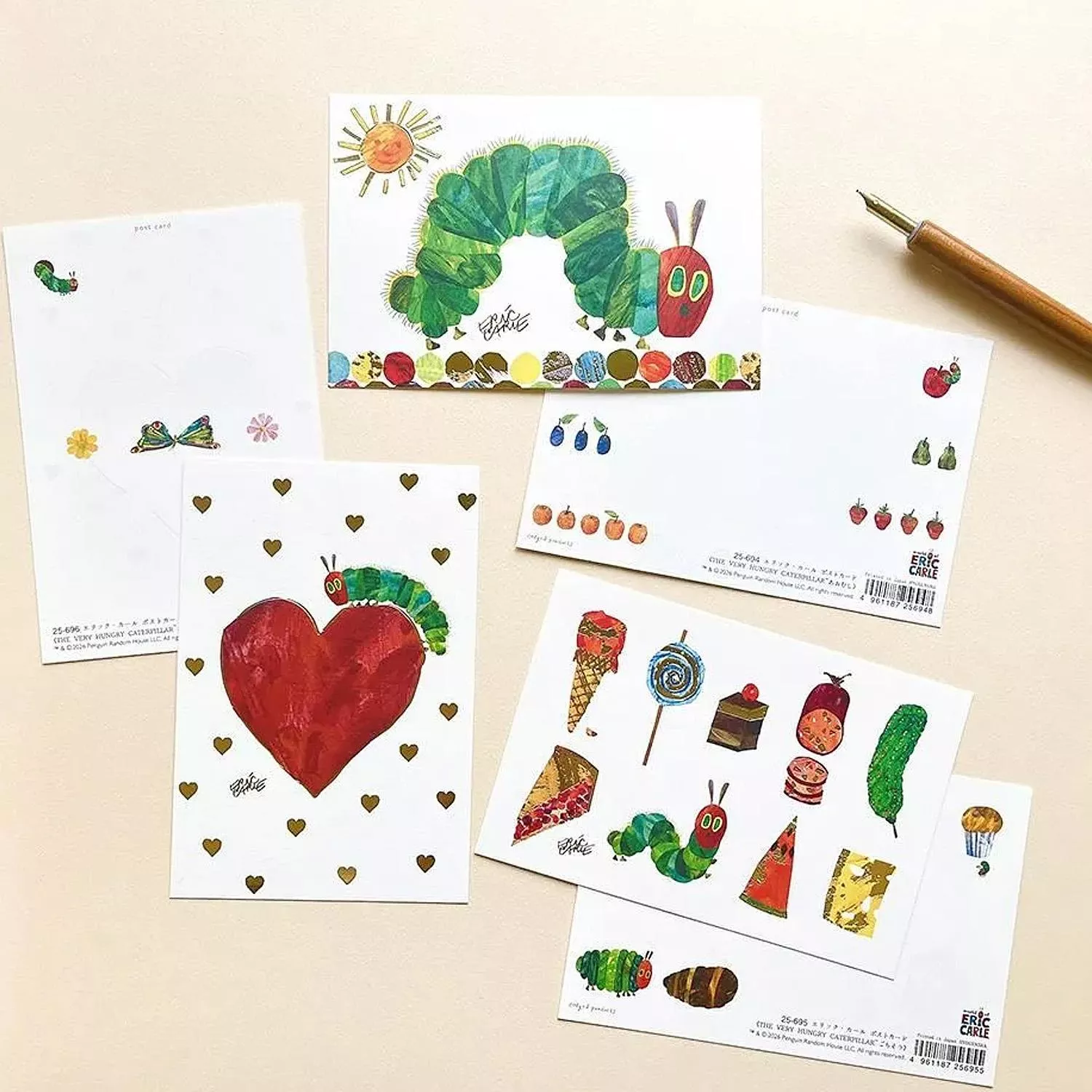 表現社 x Eric Carle 艾瑞·卡爾 好餓的毛毛蟲系列 箔押明信片 共3款 ( 25-694~25-696 )