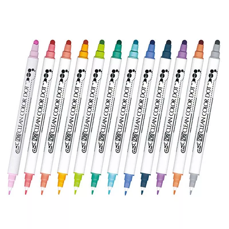 Kuretake 吳竹 ZIG CLEAN COLOR DOT 雙頭水彩點點筆，共14色 ( TC-6100 )
