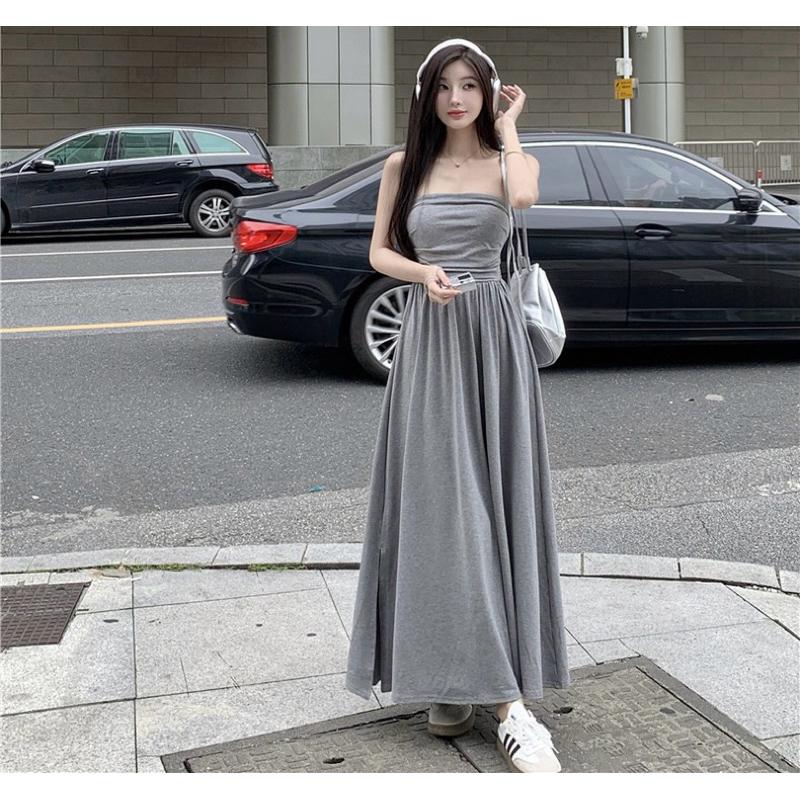春夏女裝新款韓版INS韓系女裝 連衣裙 洋裝 長裙 平口洋裝 休閒洋裝 氣質洋裝 露肩 長洋