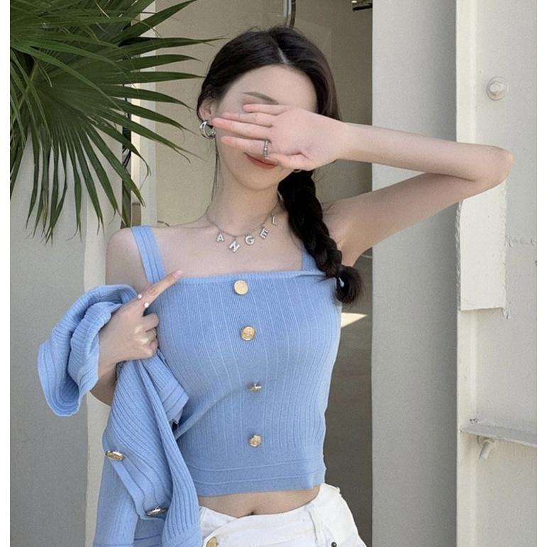 春夏女裝新款韓版INS韓系女裝 小香風 套裝 2件式套裝 針織外套 吊帶背心 薄外套