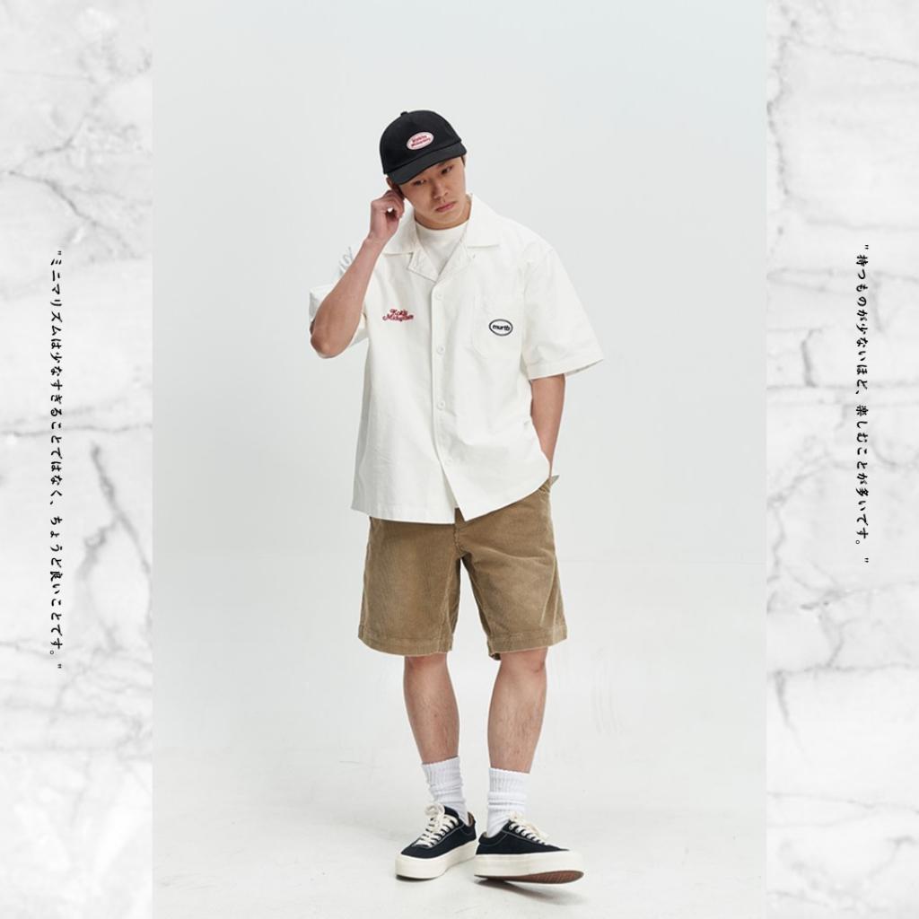 『老皮衣櫥』MUD016 MIDUPDATE 25SS 日系粗條燈芯絨短褲 復古 做舊 寬鬆 直筒 休閒 燈芯絨褲 短褲