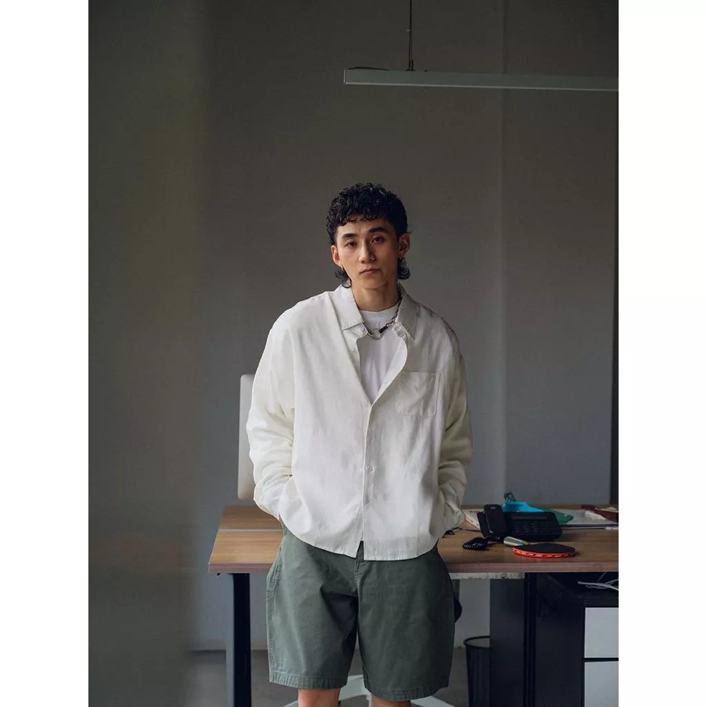 『老皮衣櫥』 PS455 EVERFREE 25AW 短寬版 水洗 柔軟 萊賽爾 亞麻 長袖 襯衫