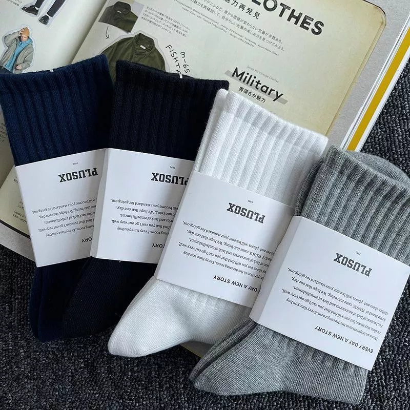 『老皮衣櫥』PS168N 日系 純色 復古 中長筒 堆堆襪 堆疊襪 簡約 運動襪 長襪 襪子