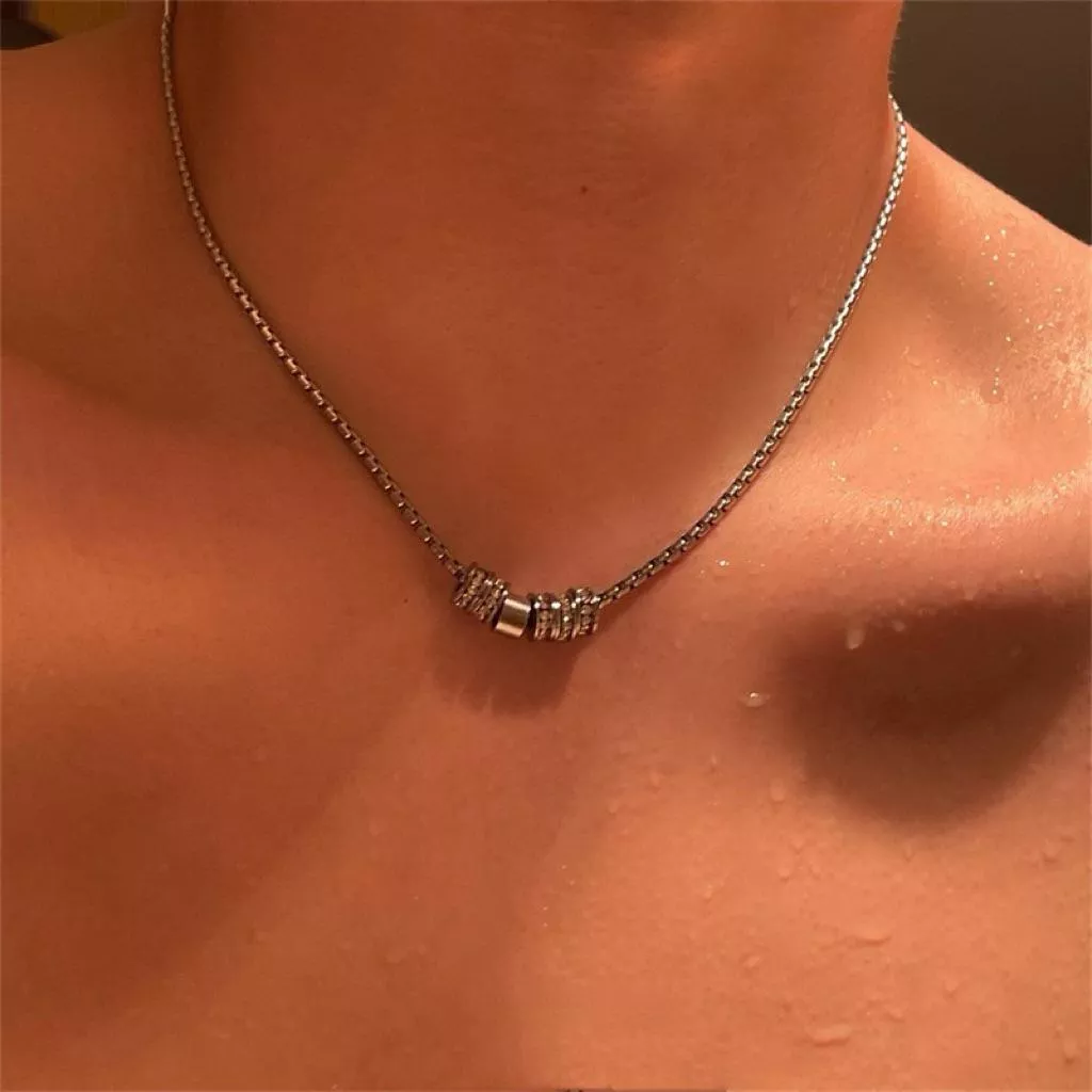 『老皮衣櫥』  極簡風 鈦鋼 項鍊 鑽圈 吊墜 鎖骨鏈 男女 皆可配戴