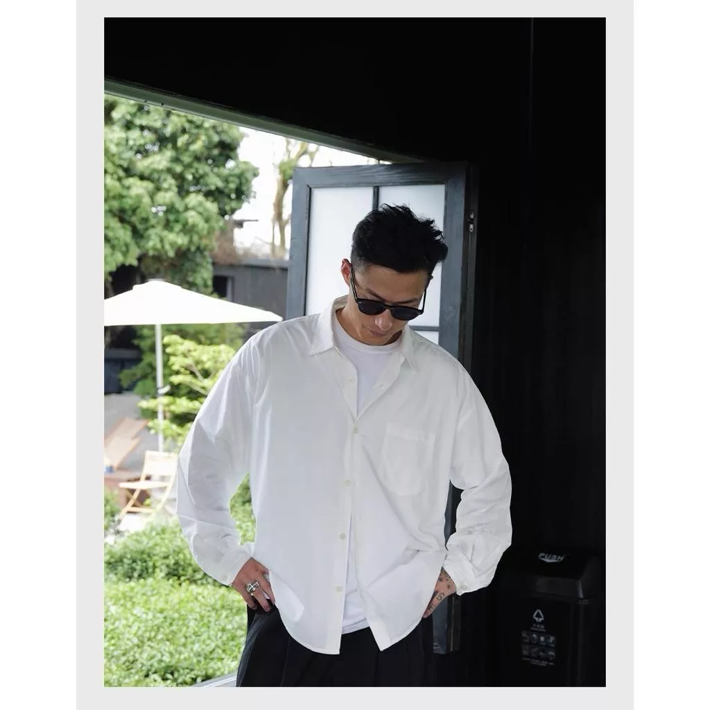 『老皮衣櫥』 UNBENT-25263 25AW 垂感抗皺襯衫 男 寬鬆 免燙日系Cityboy純色休閒上衣