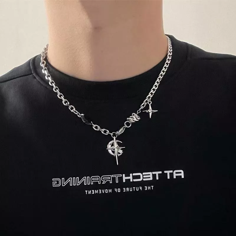 『老皮衣櫥』PSSRNC 黑寶石芒星項鍊 項鍊 吊墜 個性 簡約 飾品 潮男 配飾 百搭 男女可戴 男生項鍊 男生飾品