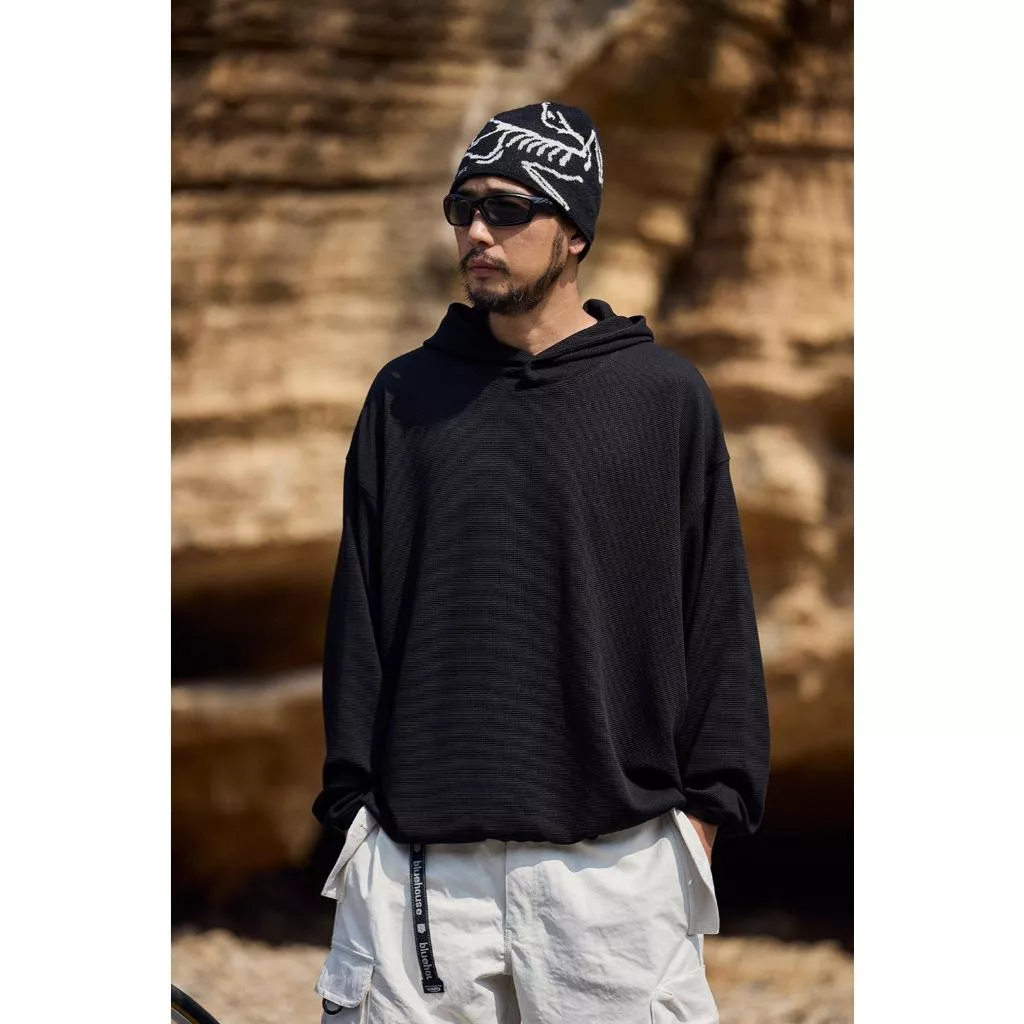 『老皮衣櫥』PSW107 華夫格連帽衛衣 戶外運動 3M吸濕排汗 親膚 透氣 寬鬆 華夫格 帽T 帽衫