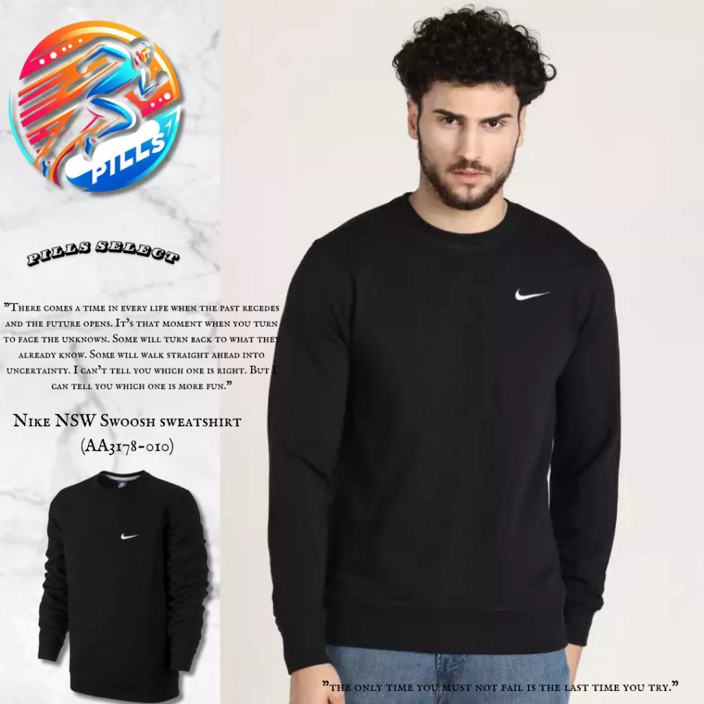 『老皮衣櫥』現貨 Nike Club Crew Fleece 長袖衛衣 內毛圈黑色 AA3178-010