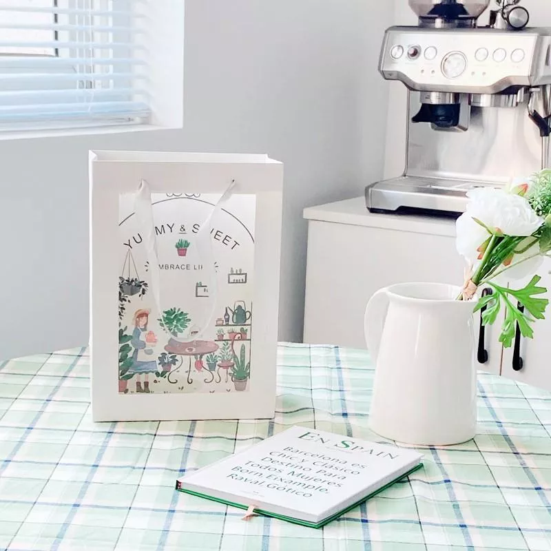 白色開窗提袋 禮盒手提袋 櫥窗手提袋 透明手提袋 鮮花手提袋 白色禮物袋 禮品袋