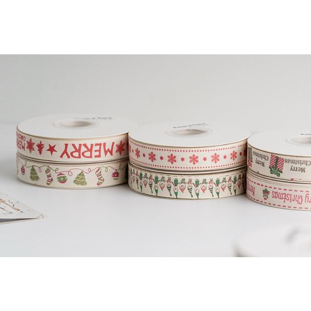 [現貨] 1.5cm聖誕緞帶 聖誕印花緞帶 聖誕棉質緞帶 聖誕包裝緞帶 聖誕雪花緞帶 耶誕布置 聖誕裝飾 禮物包裝緞帶