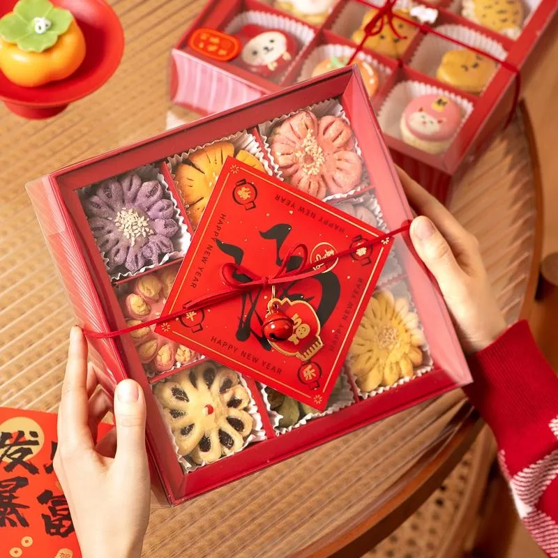 [免組裝] 9格新年包裝盒 馬卡龍盒 新年餅乾盒 九格餅乾盒 9格包裝盒 龍年禮盒 馬卡龍包裝盒