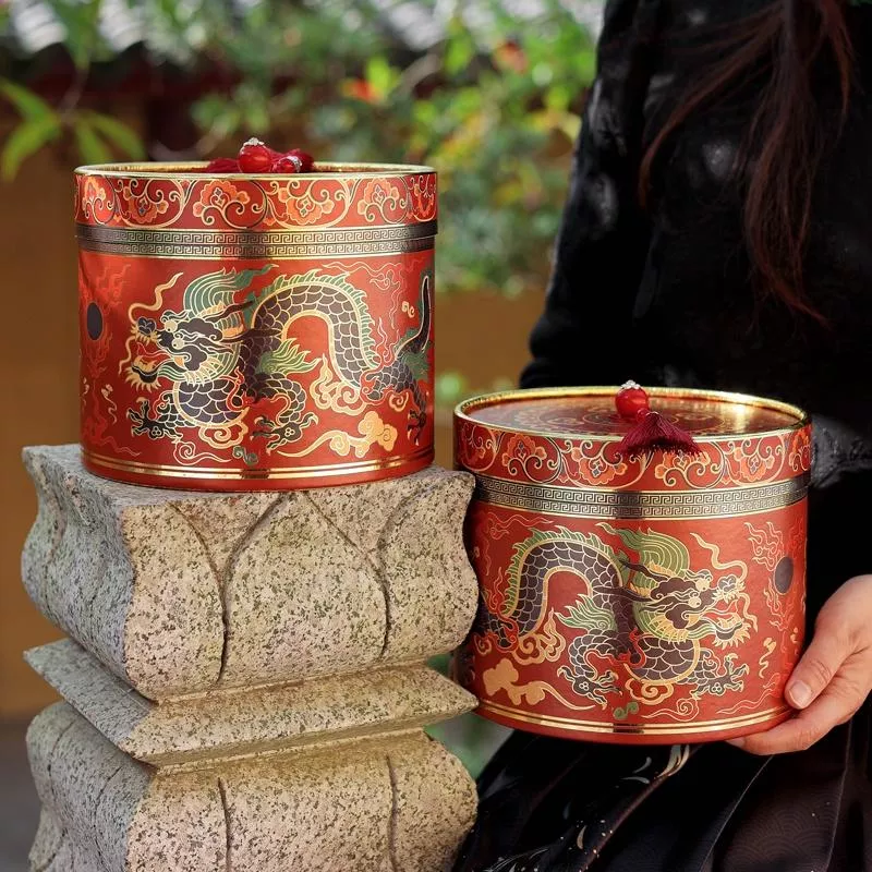 [含提袋]  新年禮盒 新年餅乾盒 新年圓桶 龍年禮盒 新年餅乾盒 龍年伴手禮 新年圓筒