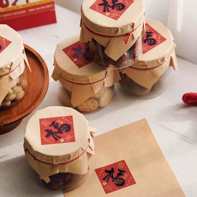 圓罐包裝紙 新年包裝紙 福字包裝紙 圓罐紙 圓罐封口紙 牛皮包裝紙